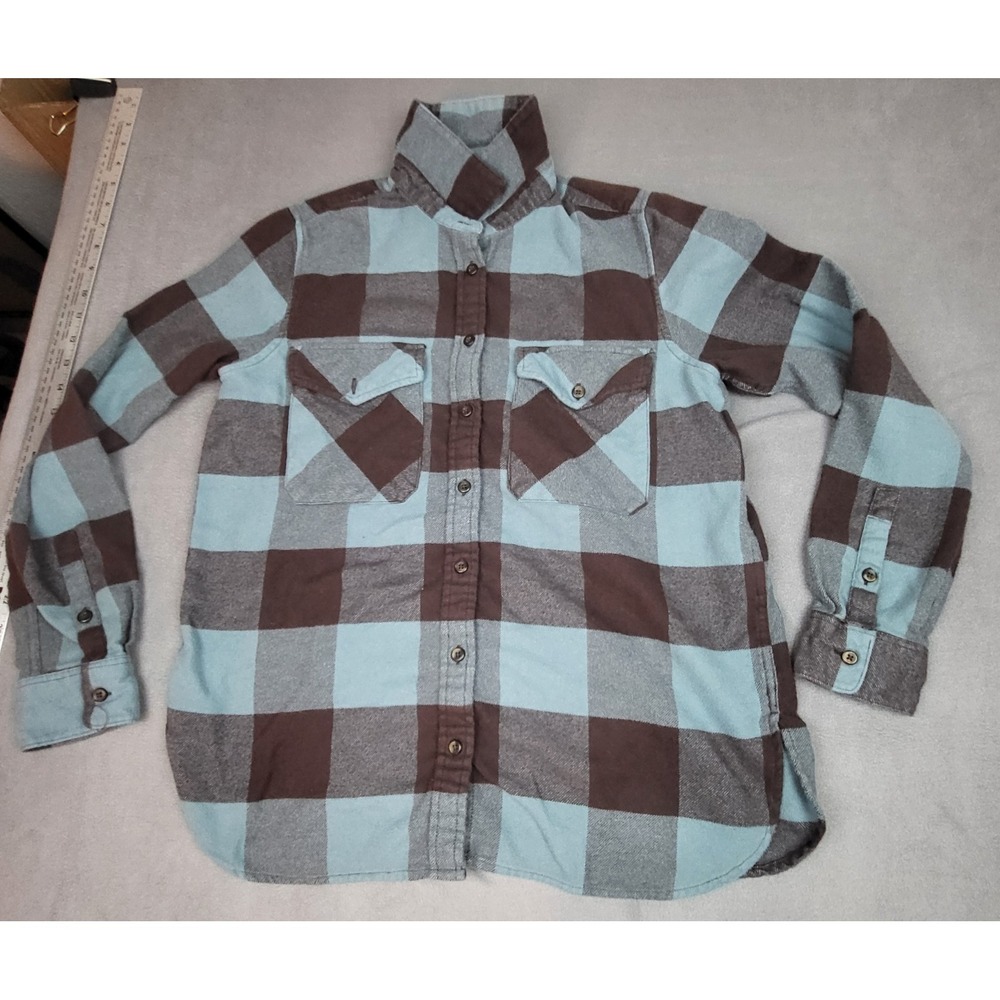 Vintage Pendleton Wool Shirt Mens‎ Medium Blue Brown Plaid Outdoor Lumberjack